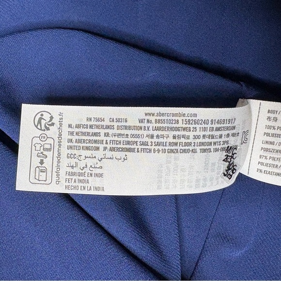 Abercrombie & Fitch Floral Maxi Dress High Neck Cut Out Waist Belted Navy Size S - Picture 13 of 16